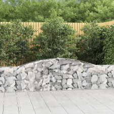 vidaXL 6 db íves horganyzott vas gabion kosár 400x30x60/80 cm kerti dekoráció