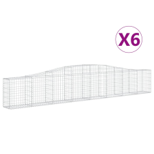 vidaXL 6 db íves horganyzott vas gabion kosár 400x30x60/80 cm (3145804) kerti tárolás