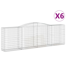 vidaXL 6 db íves horganyzott vas gabion kosár 400x50x120/140 cm (3147013) kerti tárolás