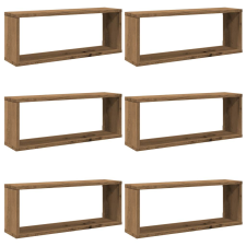 vidaXL 6 db kézműves tölgy színű szerelt fa fali kockapolc 60x15x23 cm (856591) bútor