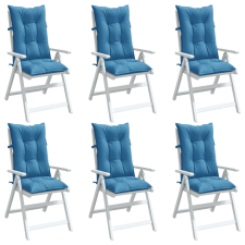 vidaXL 6 db melange kék szövet magas háttámlájú székpárna 120x50x7 cm kerti bútor