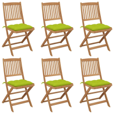 vidaXL 6 db összecsukható tömör akácfa kerti szék párnákkal kerti bútor