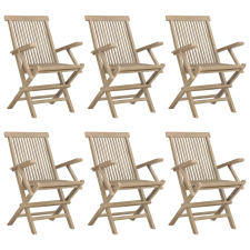 vidaXL 6 db szürke összecsukható tömör tíkfa kerti szék 56x61x89 cm (3155071) kerti bútor