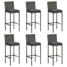 vidaXL 6 db szürke polyrattan bárszék párnákkal bútor