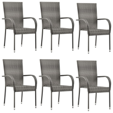 vidaXL 6 db szürke rakásolható polyrattan kültéri szék (310088) kerti bútor