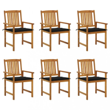 vidaXL 6 db tömör akácfa kerti szék párnákkal kerti bútor