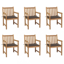 vidaXL 6 db tömör tíkfa kerti szék tópszínű párnákkal kerti bútor