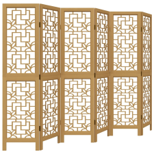 vidaXL 6 paneles barna tömör császárfa térelválasztó (358873) bútor
