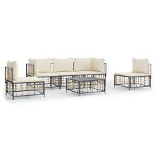vidaXL 6-részes antracitszürke polyrattan kerti ülőgarnitúra párnákkal kerti bútor