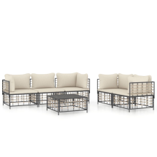 vidaXL 6-részes antracitszürke polyrattan kerti ülőgarnitúra párnákkal (3186704) kerti bútor