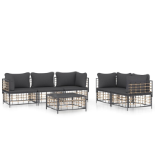 vidaXL 6-részes antracitszürke polyrattan kerti ülőgarnitúra párnákkal (3186705) kerti bútor
