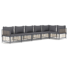 vidaXL 6-részes antracitszürke polyrattan kerti ülőgarnitúra párnákkal (3186755) kerti bútor