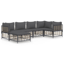 vidaXL 6-részes antracitszürke polyrattan kerti ülőgarnitúra párnákkal (3186771) kerti bútor
