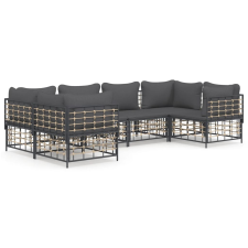 vidaXL 6-részes antracitszürke polyrattan kerti ülőgarnitúra párnákkal (3186797) kerti bútor