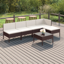 vidaXL 6 részes barna polyrattan kerti bútorszett párnákkal kerti bútor