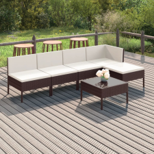 vidaXL 6-részes barna polyrattan kerti bútorszett párnákkal kerti bútor