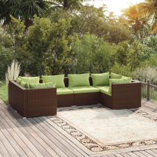vidaXL 6-részes barna polyrattan kerti ülőgarnitúra párnákkal kerti bútor