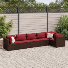 vidaXL 6 részes barna polyrattan kerti ülőgarnitúra párnákkal kerti bútor