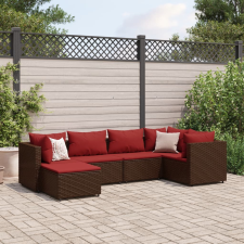 vidaXL 6 részes barna polyrattan kerti ülőgarnitúra párnákkal kerti bútor