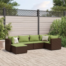 vidaXL 6 részes barna polyrattan kerti ülőgarnitúra párnákkal kerti bútor