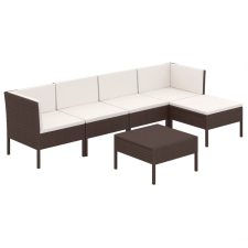 vidaXL 6 részes barna polyrattan kerti ülőgarnitúra párnákkal (3094383) kerti bútor