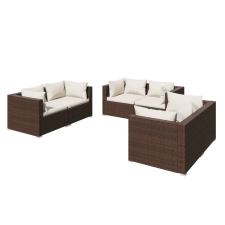 vidaXL 6 részes barna polyrattan kerti ülőgarnitúra párnákkal (3102298) kerti bútor