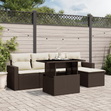 vidaXL 6 részes barna polyrattan kerti ülőgarnitúra párnával kerti bútor