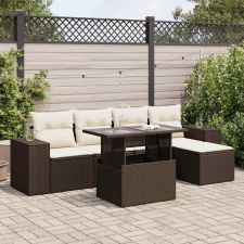 vidaXL 6 részes barna polyrattan kerti ülőgarnitúra párnával kerti bútor