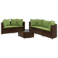 vidaXL 6 részes barna polyrattan kerti ülőgarnitúra párnával (3308422) kerti bútor