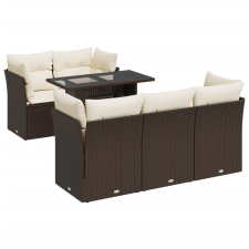 vidaXL 6 részes barna polyrattan kerti ülőgarnitúra párnával (3326104) kerti bútor