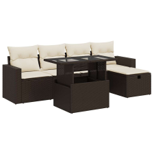 vidaXL 6 részes barna polyrattan kerti ülőgarnitúra párnával (3327813) kerti bútor