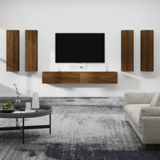 vidaXL 6 részes barna tölgy színű szerelt fa TV-szekrényszett bútor
