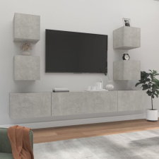 vidaXL 6 részes betonszürke szerelt fa TV-szekrényszett bútor