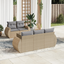 vidaXL 6 részes bézs polyrattan kerti ülőgarnitúra párnával kerti bútor