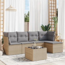 vidaXL 6 részes bézs polyrattan kerti ülőgarnitúra párnával kerti bútor