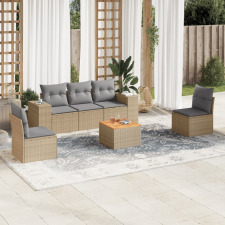 vidaXL 6 részes bézs polyrattan kerti ülőgarnitúra párnával kerti bútor