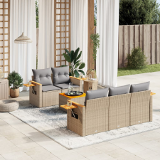 vidaXL 6 részes bézs polyrattan kerti ülőgarnitúra párnával kerti bútor