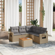 vidaXL 6 részes bézs polyrattan kerti ülőgarnitúra párnával kerti bútor