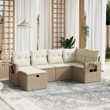 vidaXL 6 részes bézs polyrattan kerti ülőgarnitúra párnával kerti bútor