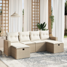 vidaXL 6 részes bézs polyrattan kerti ülőgarnitúra párnával kerti bútor