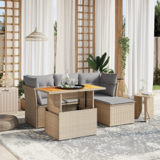vidaXL 6 részes bézs polyrattan kerti ülőgarnitúra párnával kerti bútor