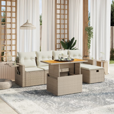 vidaXL 6 részes bézs polyrattan kerti ülőgarnitúra párnával kerti bútor