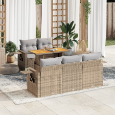 vidaXL 6 részes bézs polyrattan kerti ülőgarnitúra párnával kerti bútor