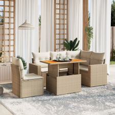 vidaXL 6 részes bézs polyrattan kerti ülőgarnitúra párnával kerti bútor
