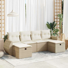 vidaXL 6 részes bézs polyrattan kerti ülőgarnitúra párnával kerti bútor