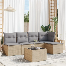 vidaXL 6 részes bézs polyrattan kerti ülőgarnitúra párnával kerti bútor