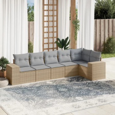 vidaXL 6 részes bézs polyrattan kerti ülőgarnitúra párnával kerti bútor