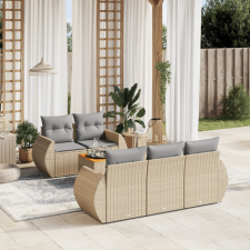 vidaXL 6 részes bézs polyrattan kerti ülőgarnitúra párnával kerti bútor