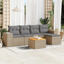vidaXL 6 részes bézs polyrattan kerti ülőgarnitúra párnával kerti bútor