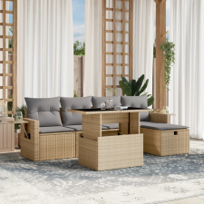vidaXL 6 részes bézs polyrattan kerti ülőgarnitúra párnával kerti bútor